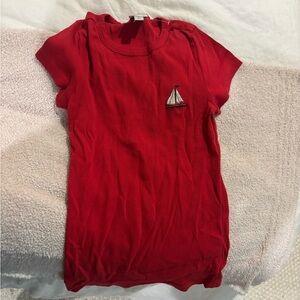 Maeve Red Tee with Sailboat Detail